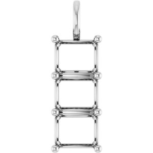 14K X1 White Gold 10x8 mm Emerald Pendant Mounting – image 2