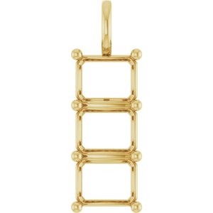14K Yellow Gold 10x8 mm Emerald Pendant Mounting – image 2