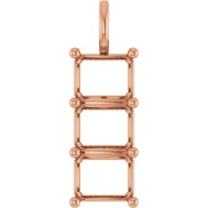 10K Rose Gold 10x8 mm Emerald Pendant Mounting – image 2