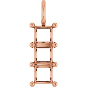 18K Rose Gold 5.5x5.5 mm Square Pendant Mounting – image 2