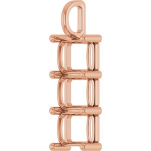 10K Rose Gold 10x8 mm Emerald Pendant Mounting – image 4