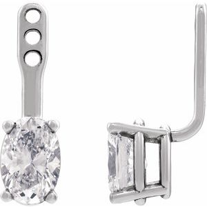 14K White Gold 1 mm Oval Earring Jacket Mounting