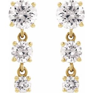 14K Yellow Gold 1 5/8 CTW Lab-Grown Diamond Three-Stone Graduated Earrings – image 2