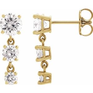 14K Yellow Gold 1 5/8 CTW Lab-Grown Diamond Three-Stone Graduated Earrings