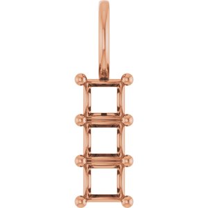 10K Rose Gold 3.25x3.25 mm Square Pendant Mounting – image 2