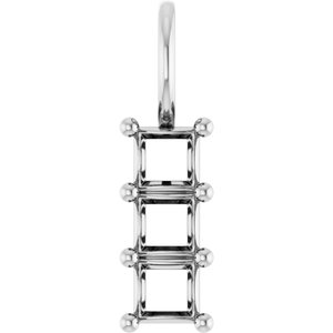 14K White Gold 3.25x3.25 mm Square Pendant Mounting – image 2