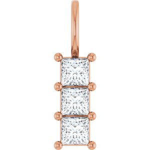 14K Rose Gold 3.25x3.25 mm Square Pendant Mounting
