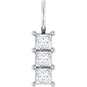 10K White Gold 3.25x3.25 mm Square Pendant Mounting
