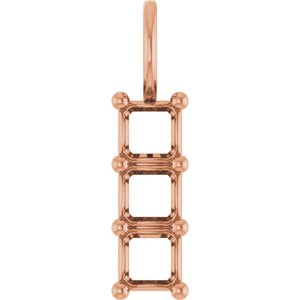 10K Rose Gold 4x4 mm Asscher Pendant Mounting – image 2