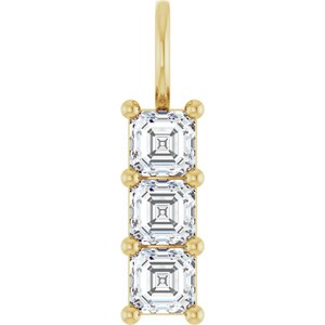 14K Yellow Gold 4x4 mm Asscher Pendant Mounting