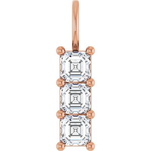 10K Rose Gold 4x4 mm Asscher Pendant Mounting