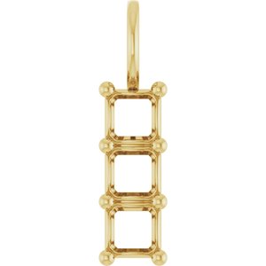 18K Yellow Gold 4x4 mm Asscher Pendant Mounting – image 2