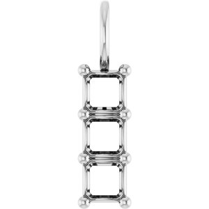 Sterling Silver 4x4 mm Asscher Pendant Mounting – image 2