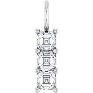 Platinum 4x4 mm Asscher Pendant Mounting