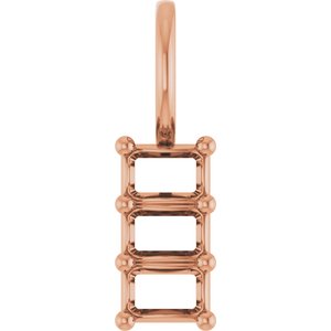 14K Rose Gold 3.75x2.5 mm Emerald Pendant Mounting – image 2