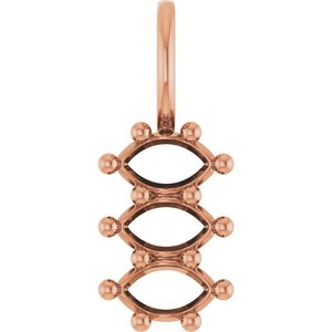 10K Rose Gold 5x3 mm Marquise Pendant Mounting – image 2