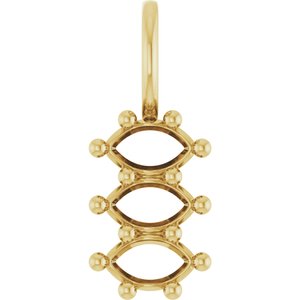 18K Yellow Gold 5x3 mm Marquise Pendant Mounting – image 2