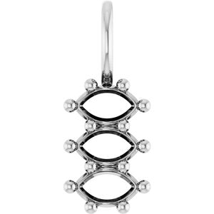 14K White Gold 5x3 mm Marquise Pendant Mounting – image 2