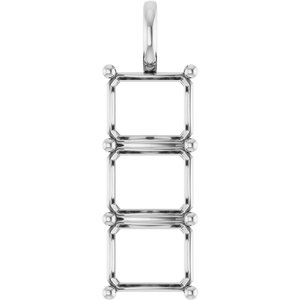 Sterling Silver 12x10 mm Emerald Pendant Mounting – image 2