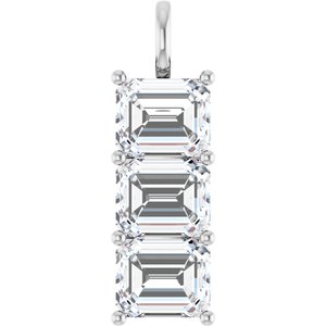 14K White Gold 12x10 mm Emerald Pendant Mounting