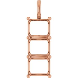 18K Rose Gold 12x10 mm Emerald Pendant Mounting – image 2