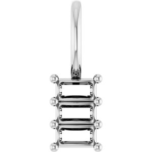 14K White Gold 3.25x1.75 mm Straight Baguette Pendant Mounting – image 2