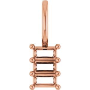 18K Rose Gold 3.25x1.75 mm Straight Baguette Pendant Mounting – image 2