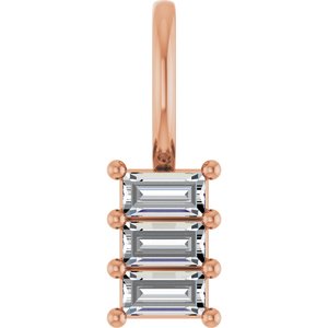 18K Rose Gold 3.25x1.75 mm Straight Baguette Pendant Mounting