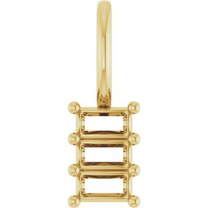 10K Yellow Gold 3.25x1.75 mm Straight Baguette Pendant Mounting – image 2