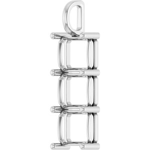 14K X1 White Gold 12x10 mm Emerald Pendant Mounting – image 4