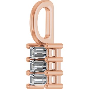18K Rose Gold 3.25x1.75 mm Straight Baguette Pendant Mounting – image 3