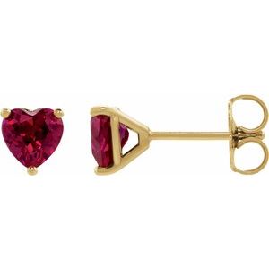 14K Yellow Gold 4x4 mm Heart 3-Prong Cocktail-Style Earring Mounting – image 2
