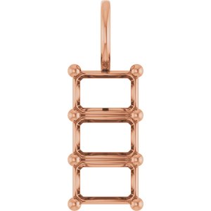 14K Rose Gold 6x4 mm Emerald Pendant Mounting – image 2