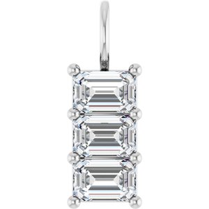 14K X1 White Gold 6x4 mm Emerald Pendant Mounting