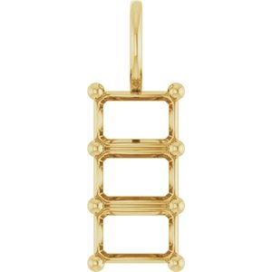 18K Yellow Gold 6x4 mm Emerald Pendant Mounting – image 2