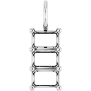 10K White Gold 6x4 mm Emerald Pendant Mounting – image 2