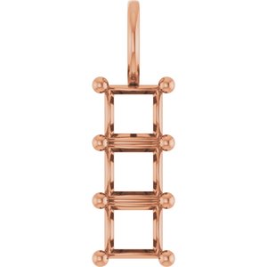 10K Rose Gold 4.5x4.5 mm Square Pendant Mounting – image 2