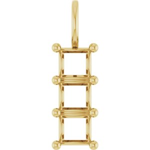 10K Yellow Gold 4.5x4.5 mm Square Pendant Mounting – image 2