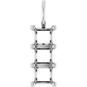 Sterling Silver 4.5x4.5 mm Square Pendant Mounting – image 2