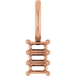 14K Rose Gold 2.75x1.5 mm Straight Baguette Pendant Mounting – image 2