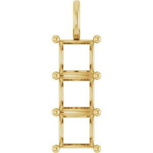 10K Yellow Gold 8x8 mm Square Pendant Mounting – image 2