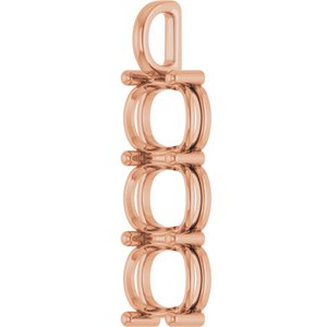 10K Rose Gold 12x10 mm Elongated Cushion Pendant Mounting – image 4