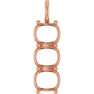 10K Rose Gold 12x10 mm Elongated Cushion Pendant Mounting – image 2