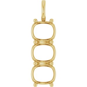 10K Yellow Gold 12x10 mm Elongated Cushion Pendant Mounting – image 2