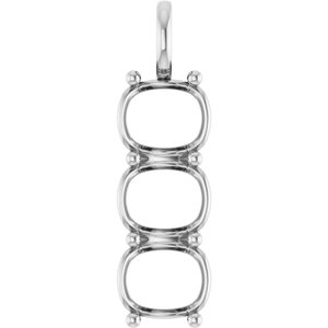 Platinum 12x10 mm Elongated Cushion Pendant Mounting – image 2