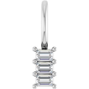 10K White Gold 2.25x1.5 mm Straight Baguette Pendant Mounting
