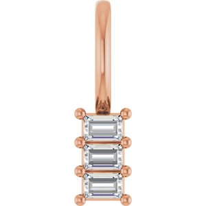 18K Rose Gold 2.25x1.5 mm Straight Baguette Pendant Mounting