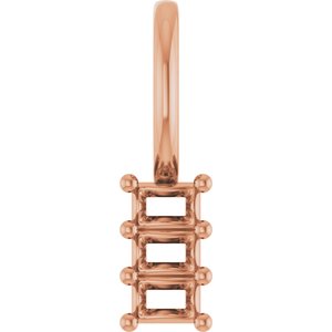 18K Rose Gold 2.25x1.5 mm Straight Baguette Pendant Mounting – image 2