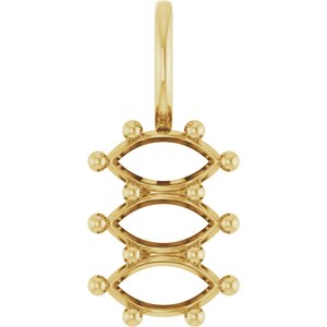 14K Yellow Gold 6x3 mm Marquise Pendant Mounting – image 2