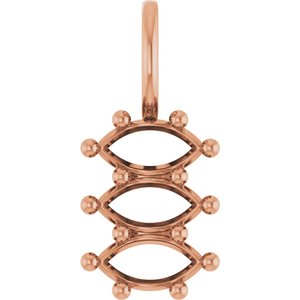 18K Rose Gold 6x3 mm Marquise Pendant Mounting – image 2